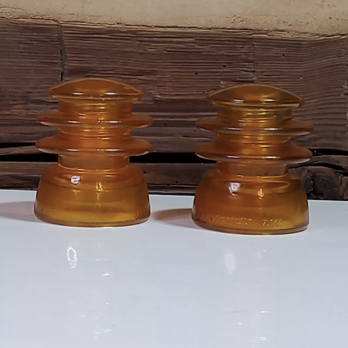 Vintage Glass Insulator set colorized Orange