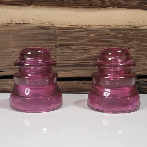 Vintage Glass Insulators Colorized Pink