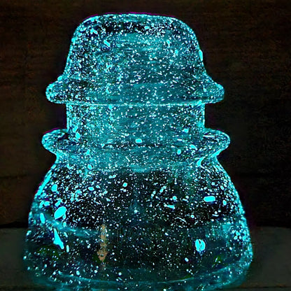 Vintage Aqua Green Hemingray 42 Glass Insulator with Sparkle in the Dark Stars